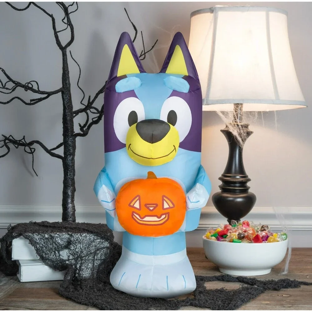 Bluey Holding Pumpkin Jack O Lantern Halloween Inflatable Indoors 22”  Tabletop